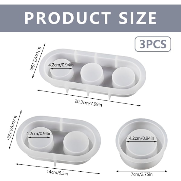 3 st Ljusstake Resinformar, TeLjusstake Silikonform Ljusstake Epoxi Resinform Silikon Gjutform