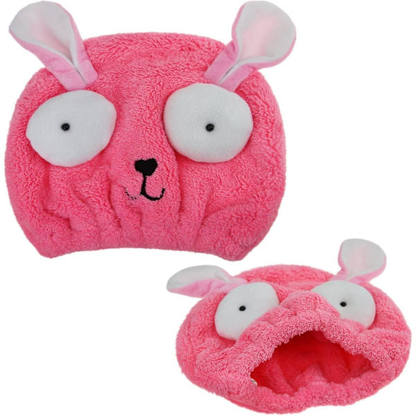 Tørrende hårindpakningshat Sød tegneserie kaninhår tørrende håndklæde til børn Piger badning spa svømning turban hatpink1pcs)