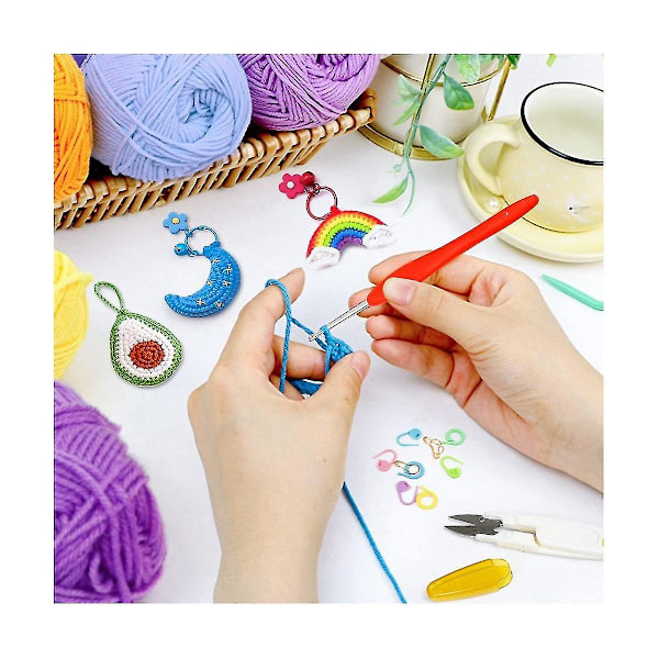 Virka Set, Inkluderar Ull, Sticknålar, Sticktillbehör, DIY Stickverktyg, Förvaringsnål