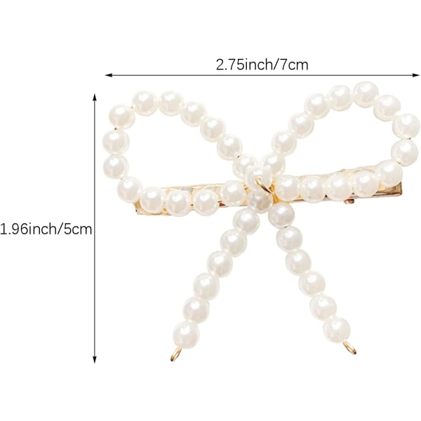 4 Pcs Pearl Bow Hair Clips Pearls Hair Barrettes Bow Snap Hair Clips Accessories for Bridesmaid Girls Women