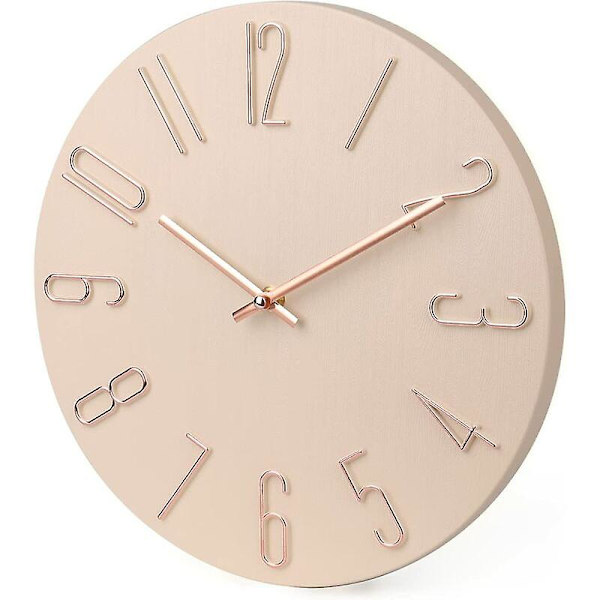 Klocka Modern Väggklocka 30cm Tyst Icke Tickande Batteridriven Trä Väggklockor - Beige