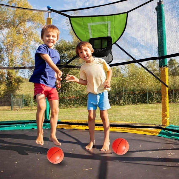 Oppblåsbar bassengkurv målsett trampoline basketballfeste med innhegning 1 mini og 1 for innendørs utendørs lek spill enkelt å installere Green