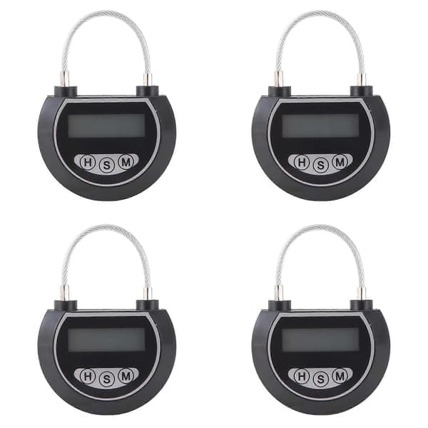 Elektroniskt tidslås för leksaker, multifunktionell timerlåda, svart, 4-pack