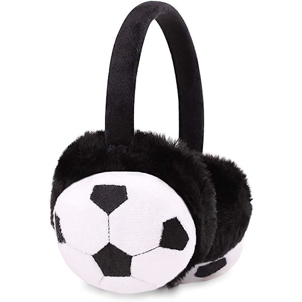 Varm och Mjuk Plush Öronmuffar för Barn, Pojkar och Flickor, Fotbollsmönster, Vinteraccessoar för Utomhus