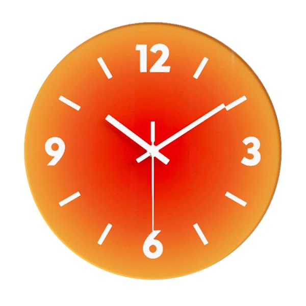12\" Batteridrevet Veggklokke Herdet Glass Stille Kvarts Ikke-tikkende Moderne Enkel Dekorativ Veggklokke Hjemmeinnredning QingHai Orange A