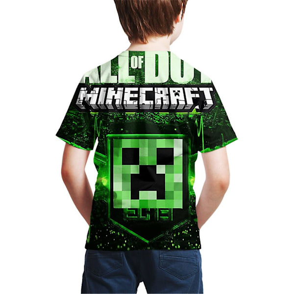 Minecraft Spil Print Børne T-shirt med Korte Ærmer Sommer Casual Tee Tops D 6 Years