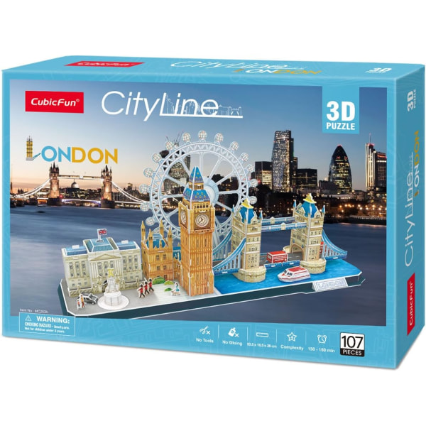 3D-puslespil, UK London Skyline Building Model Kits, 107 stykker