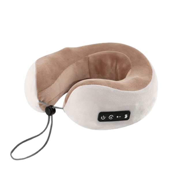 Nackmassagekudde med 3 vibrationslägen för nacke-, rygg- och benstöd, rese-nackkudde med värme U-formad kudde av memory foam för hemmakontor A