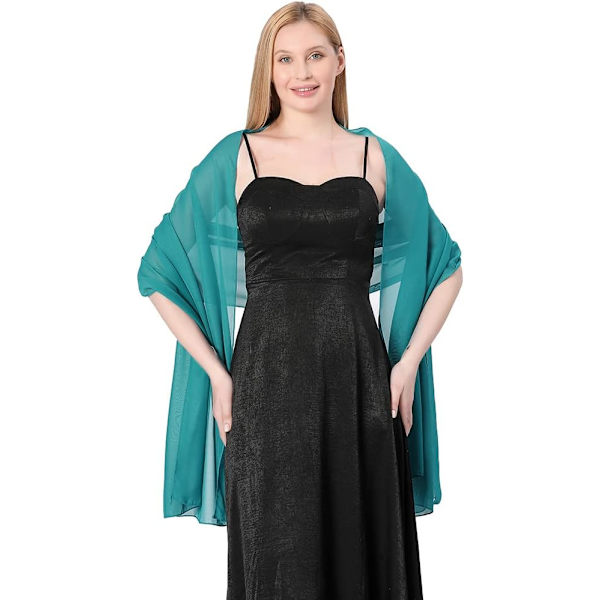 Gennemsigtige bløde chiffon tørklæder og omslag til kvinder af Ladies, lette brudekjoler til aftenfest, tørklæde til brud (smaragdgrøn)