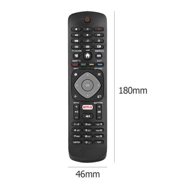 Universal smart TV-fjernbetjening med Netflix til Philips Black one size