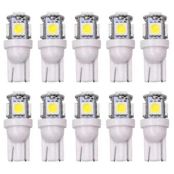10-pack - Vit T10 W5W LED billampa
