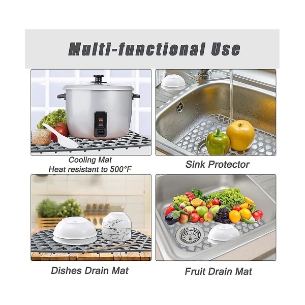 Køkkenvaskmåtte, Silikonevaskemåtter til vask i rustfrit stål, vaskbeskyttere til køkkenvask - 1