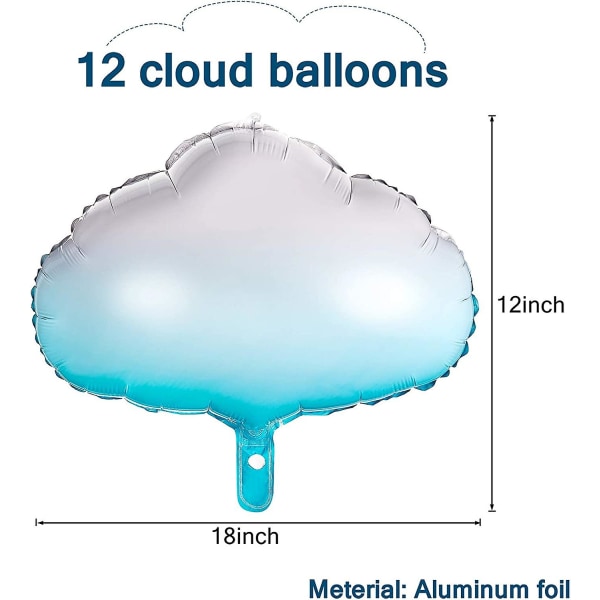 12 stykker skyfolieballonger aluminiumsmylarballonger skyballonger for dekorasjon til bryllupsbursdagsfest, gradient blå
