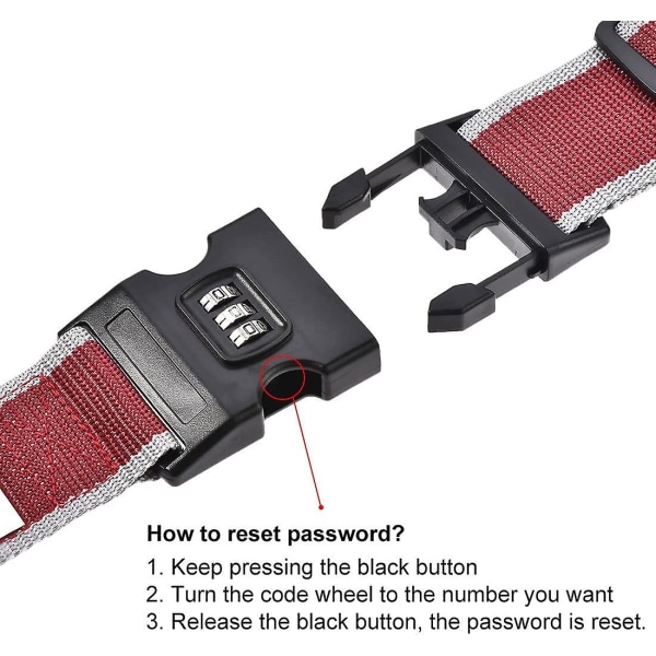 Bagageremme Kuffertebælter Med Spænde, Kombinationslås, 2mx5cm Justerbar Pp Rejsegave