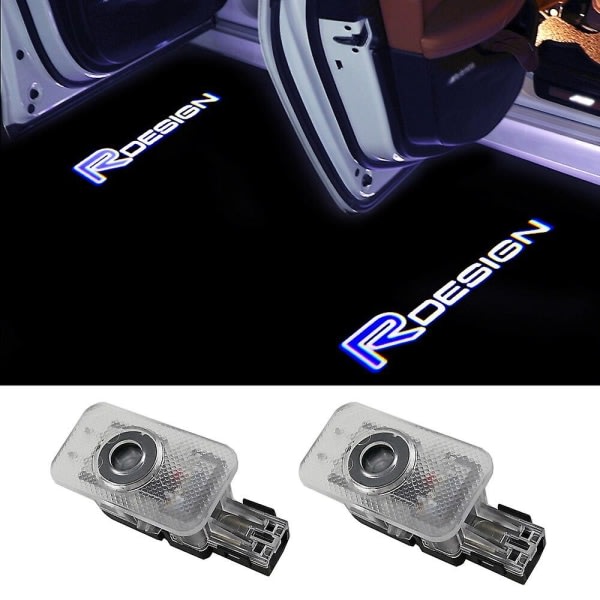 2 stk. Rd bildørlys til Volvo Rdesign Xc90 Xc60 Xc40 V90 S90 V40 V60 S60 S80 Volvo velkomstlys Rdesign-logo - Perfekt