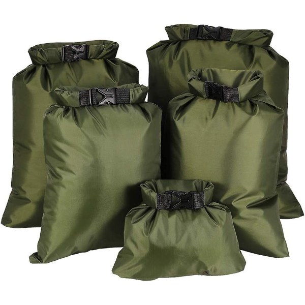 Vanntett posesett, 5 stk bærbar kombipose med stor kapasitet (1,5l+2,5l+3,5l+4,5l+6l) Ultralett tørrsekker Utendørs oppbevaringspose for campingbåtkajakk