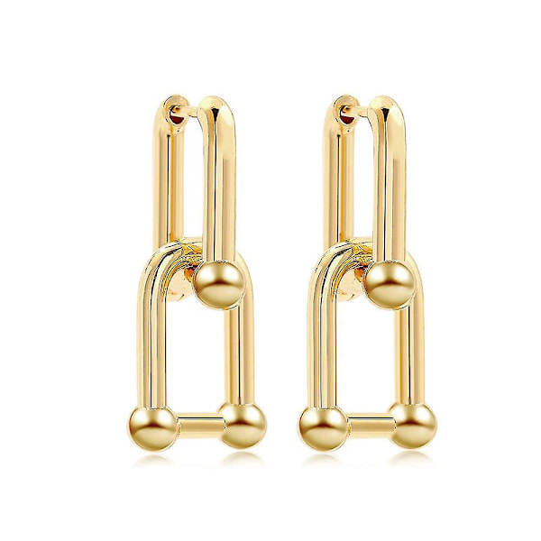Kvinnor U-formade stiftlänkskedjor örhängen unika chunky örhängen present Gold