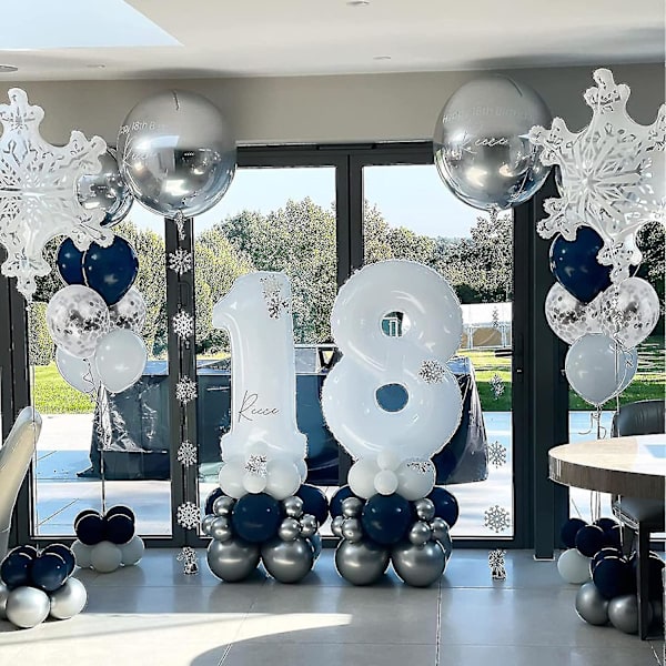 Marineblå Sølv Hvid Konfetti Balloner Arch Kit, 120 Stk 12in 10in 5in Latex Garland Buer Kit Til Graduering, Fødselsdag, Bryllup, Jubilæum, Fejring