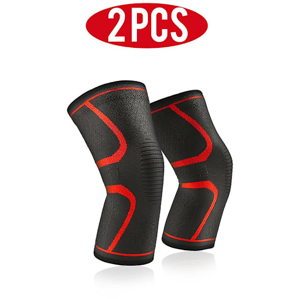 1/2 stk. knæstøtte til gigtled Nylon Sports Fitness Kompressionsærmer Knæbeskyttere Løbebeskyttelse 2 pieces red S