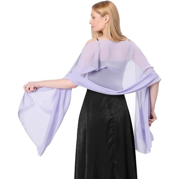 Sheer Soft Chiffon Shawls and Wraps for Women, Lightweight Wedding Evening Party Dresses Scarf Bride,Light Purple