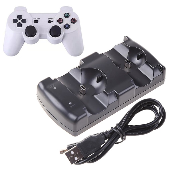 Abs  For Ps3 Dual Controller Charger Fast Charging Dock Station Med Lys