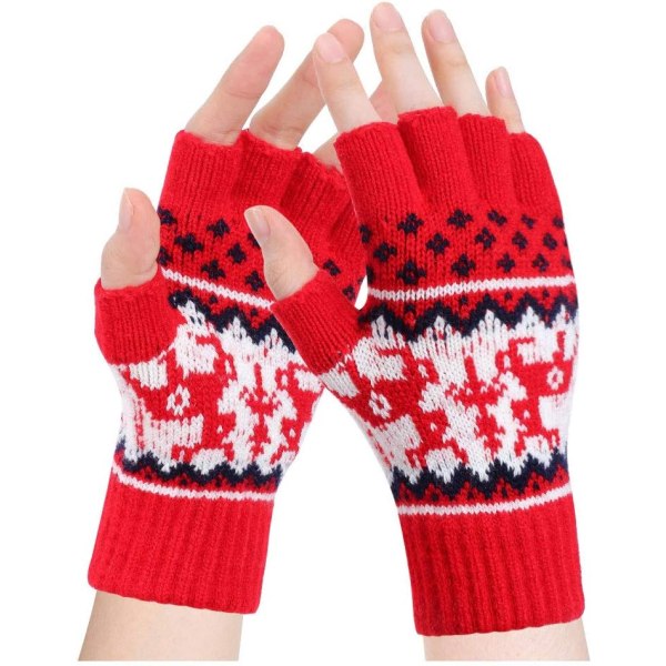 Sormettomat hanskat - Talvi thermal Lämpimät pehmeät neulotut lapaset kylmän sään tuulenpitävä ulkourheilu ajo, hiihto, juoksu Lahja perheelle (punainen)