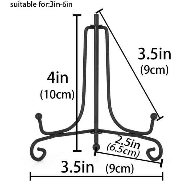 4 Inch Black Iron Plate stand Holder Easel Display stand for Plate，Picture，Photo and more,4 pcs