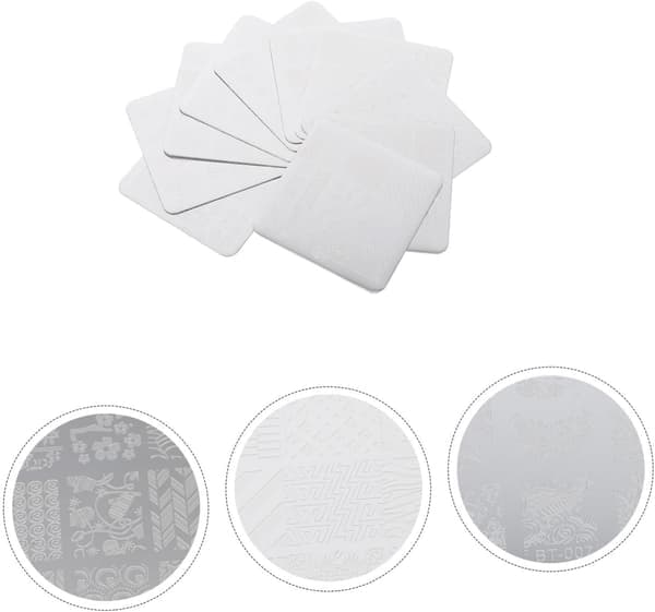 10 stk. neglekunsttrykskabelon firkantede stemplingsplader til negle DIY manicure stencils