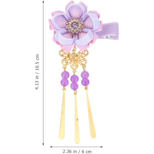 1 st japansk stil hårklämmor tofs blomma Kimono traditionella hårnålar barrette hårklämma brud Hanfu tillbehör för kvinnor flickor (lila japansk)