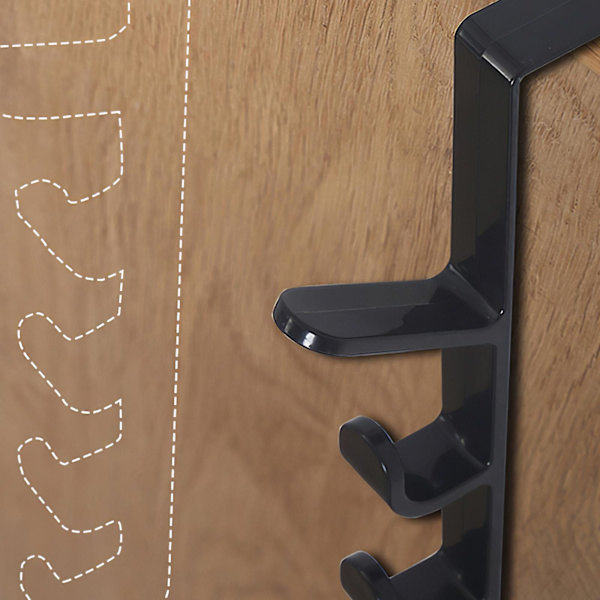 2 stk. Over Door Hook Multi-purposes Soveværelse Dør Hanger Ingen Boring Dør Opbevaring Hylde Dør Håndklæde Hylde Med 5 Kroge
