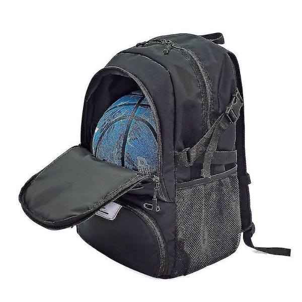 Basketballrygsæk Stor sportstaske med separat boldholderskorum, bedst til basketball, fodbold BLACK
