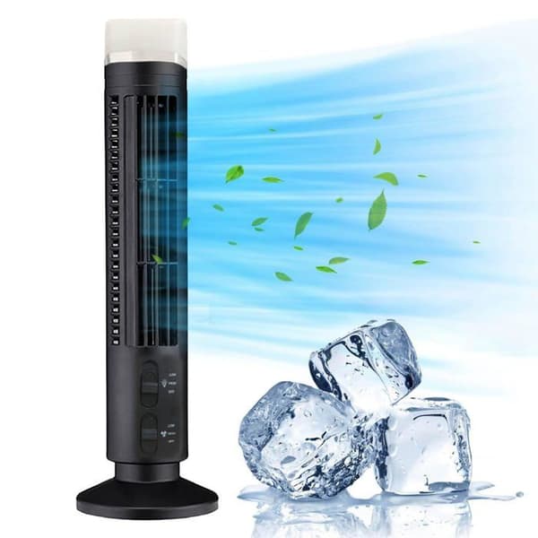 13\" Bladeless tårnventilator, 90° oscillerende indendørs ventilator, bærbar USB piedestalventilator, sort