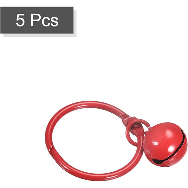 10 st nyckelringar med klockor, 30 mm/0,51 tum diameter jul bjällra husdjursklockor i rostfritt stål nyckelring för DIY-hantverk, fest, väskor hängande berlock Red