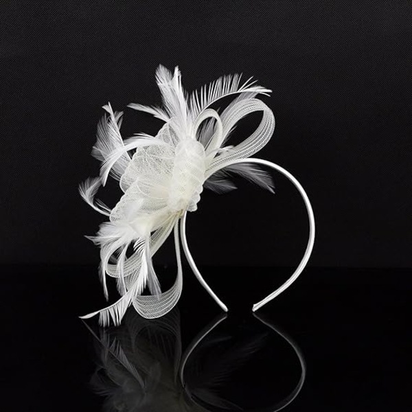 Kvinnlig Fascinator Hatt Blomma Bröllop Fascinator Hårband Fjäder Brud Hårprydnad Hårprydnader Hatt Bowler Mini Topphatt Hårklämmor(beige)