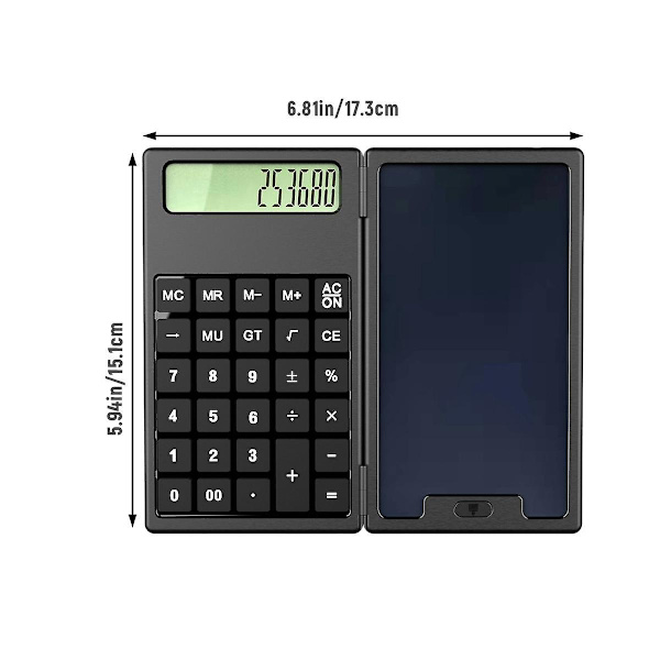 Koulukauden tieteellinen laskin, taitettava tabletti, liikkuva toimistolaskin, kannettava laskin, LCD-tabletti, musta