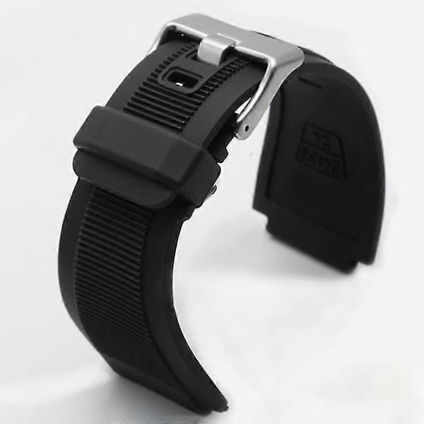 24MM til Bell & Ross BR001 BR003 Sort Silikone Urrem Udskiftning Silver Button