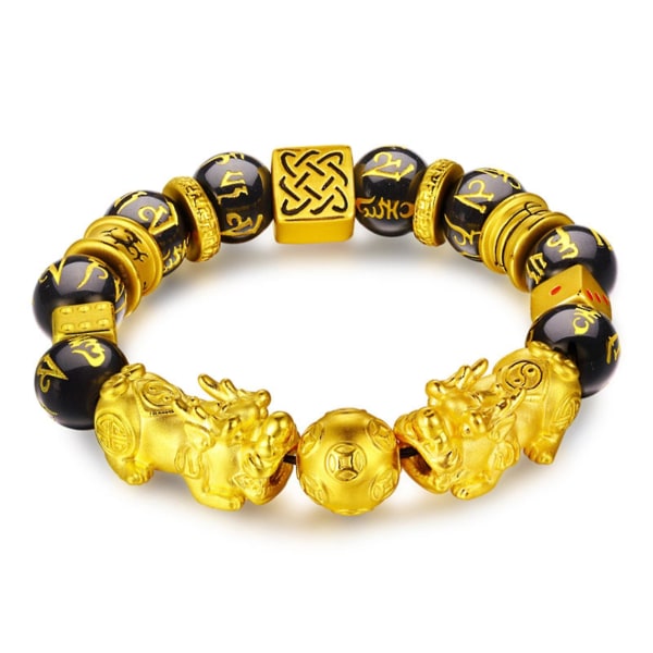 Feng Shui sort obsidian jade perler armbånd tiltrækker rigdom og held og lykke bangle C