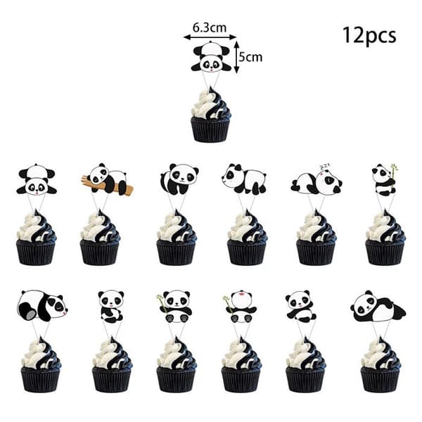 Panda bursdagsdekorasjonssett for gutter, inkluderer ballonger og bannere, grønn
