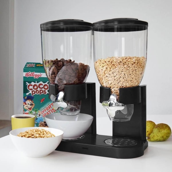 Cornflakes-dispenser for 2x 500 g svart