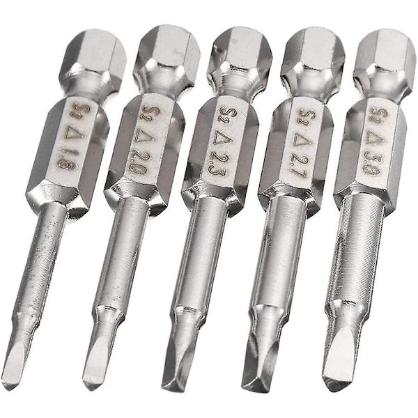 Magnetiske trekant skrutrekker bits, 50mm S2 stål trekant spiss skrutrekker bit 1/4 sekskant skaft trekant skrutrekker bit sett (5 stk)