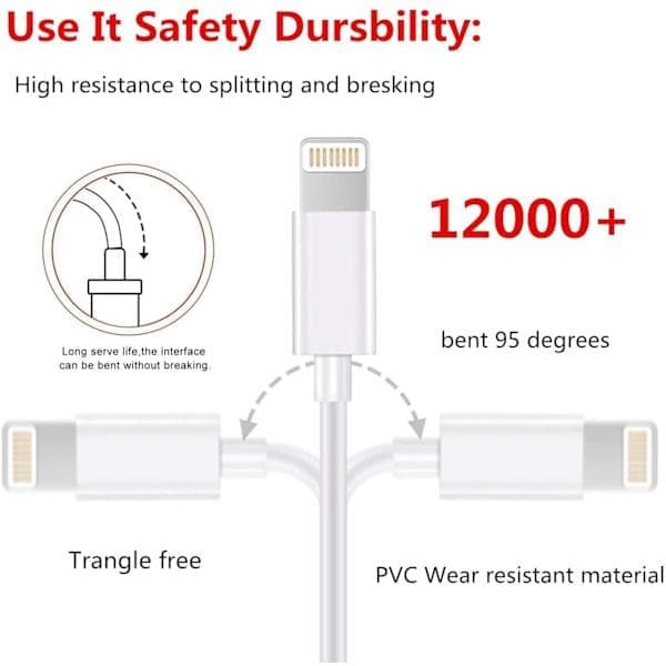 5 kpl Lightning USB-kaapeli Applelle iPhonellesi, iPadillesi 1m Valkoinen