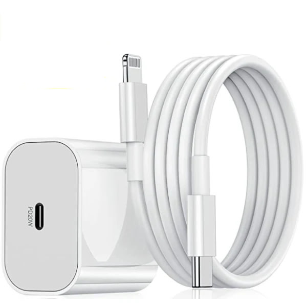 iPhone Snabbladdare C till Lightning Strömadapter 20W + 2M Datakabel Vit