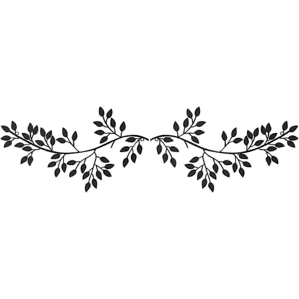 2 Delar Metall Träd Löv Väggdekor Vinranka Olivkvist Konst Smidesjärn Scroll Skulpturer Ovanför Sängen, Vardagsrum (Svart), 30*16cm
