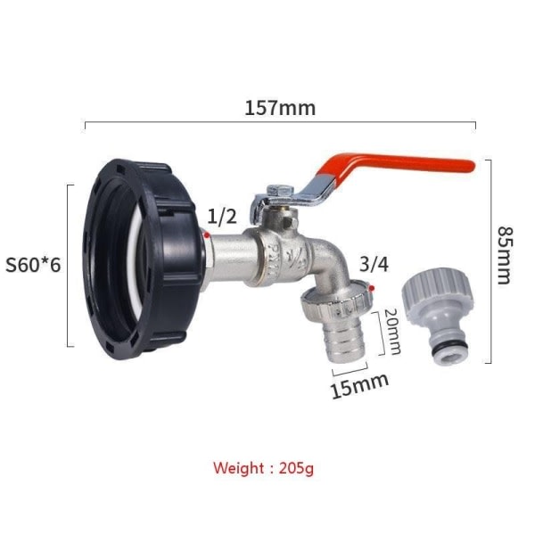 IBC tank adapter ibc kobling ibc tilkobling ibc tank adapter - 1/2 nickel-plated brass and plastic