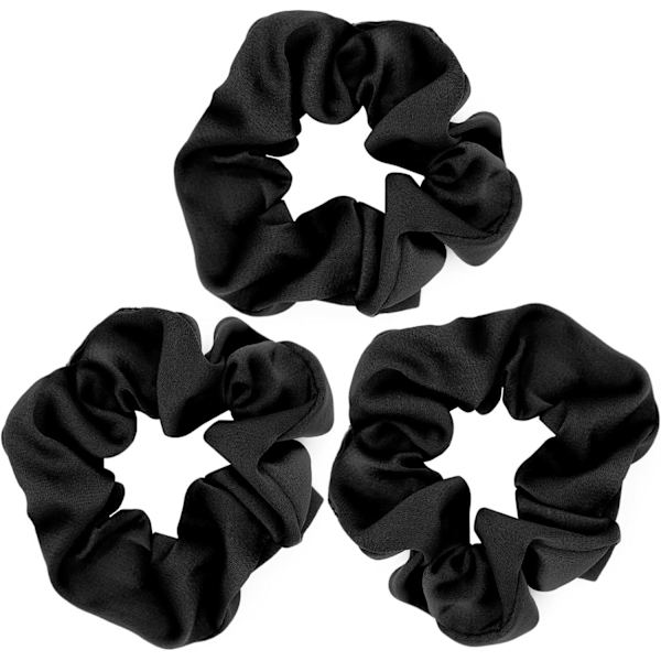 Svart Scrunchies Satin Silke Stretchy Enfärgade Hårband för Tjockt Hår Lockigt Hår Tunnt Hår Sovande Spårlös Frizz Förebyggande  (3 st)