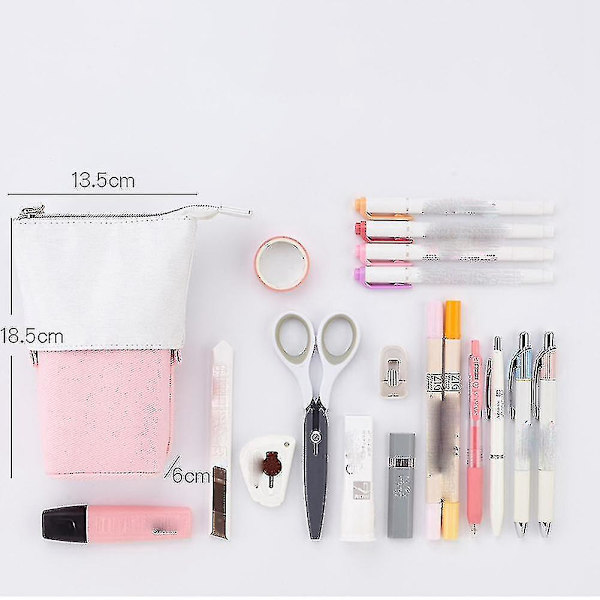 Teleskopisk pop-up blyantpose kosmetik opbevaringspose kompatibel med skolekontor,c