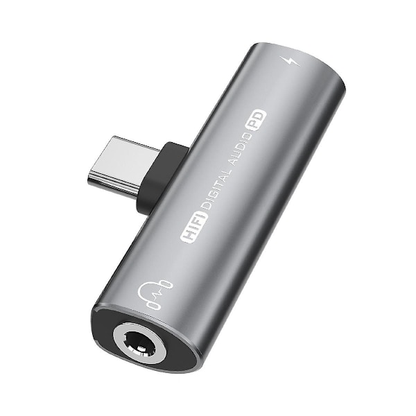 2-i-1 USB Typ-C till USB C/3,5mm Hörlursadapter Hörlurs DAC Ljudomvandlare 32Bit/384KHz Digital