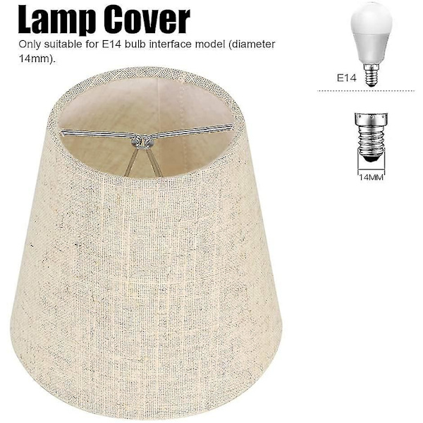 6 stk lampeskjermer vegglampe lysekrone klips på lampeskjerm E14 skrue lin små lampeskjermer for bordlamper