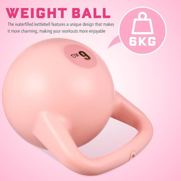 6 kg rosa PE vattenkettlebell för styrketräning, justerbar vikträningsutrustning
