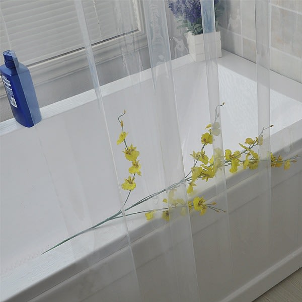 Erikoispitkä läpinäkyvä suihkuverho 180x200cm, Läpinäkyvä